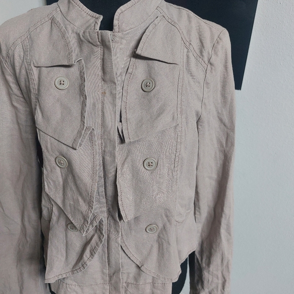 LOFT Ruffle Military Neru Jacket Linen Size Small - Picture 6 of 16